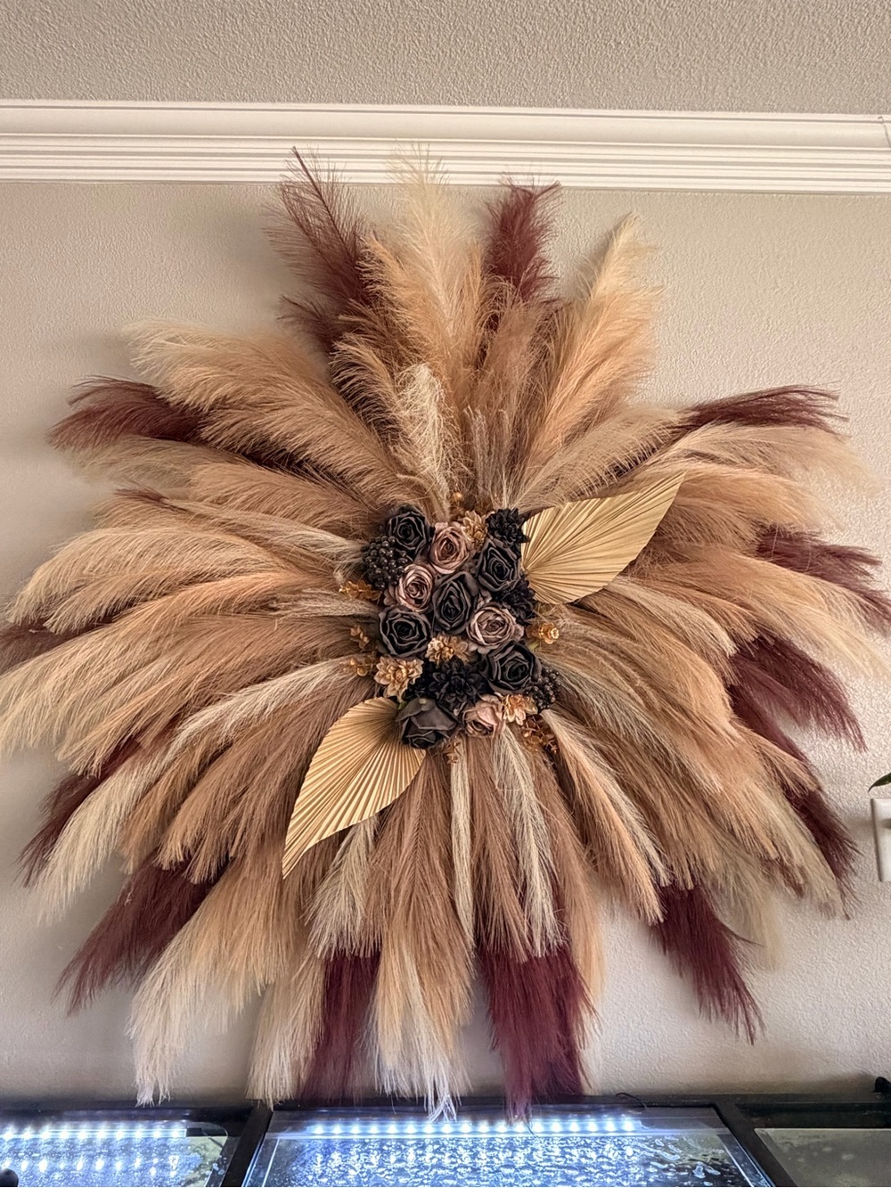 Handmade 4FT Pampas Grass Floral Wall Decor Boho Statement Piece